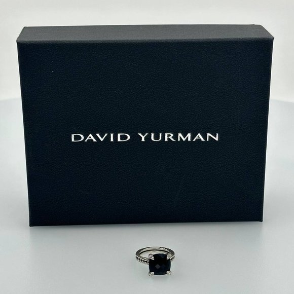 Authentic DAVID YURMAN women's ring 11mm black onyx and diamonds size 7 - Picture 9 of 9